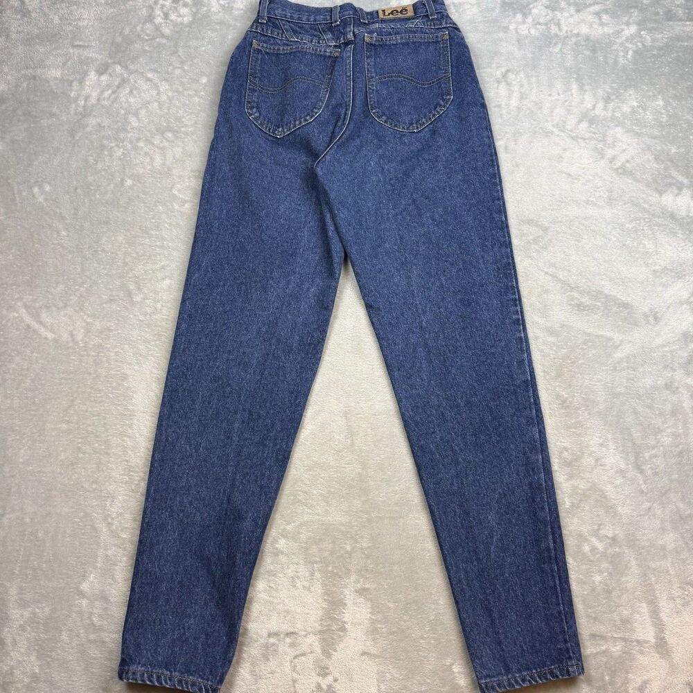 Vintage 90s Lee Jeans Women’s Size 8 Long Dark Wash High Rise Mom Jeans USA
